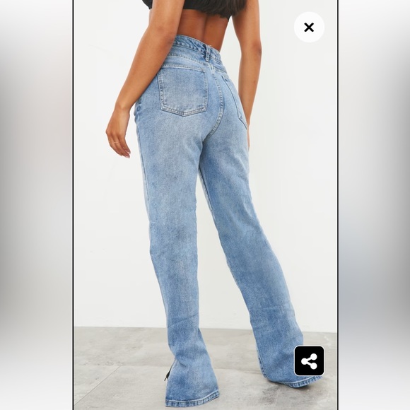 PLT Mid Blue Wash Split Hem Straight Leg Jeans - Picture 3 of 13